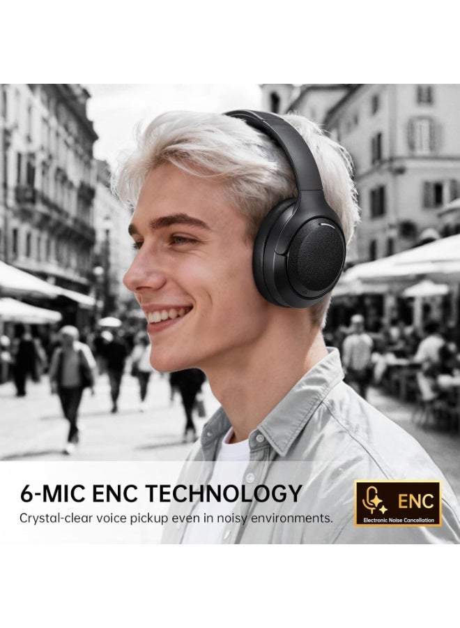 EKSA P300 Wireless Bluetooth Headphones, Active Noise Cancelling Over Ear Headset with ENC Mic,Transparency Mode, 100H Playtime, Hi-Res Audio, Deep Bass,BT 5.4 Headset for Music Office Travel - Image 5